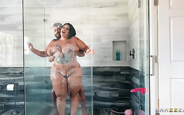 Man's huge dong suits this fat slut with more than enough pleasure